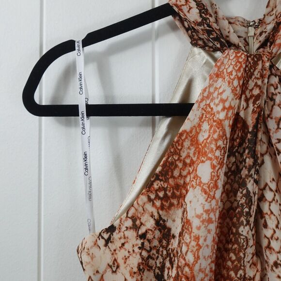 Calvin Klein Womens Snake Print Halter Maxi Dress Size 2 - Picture 6 of 15